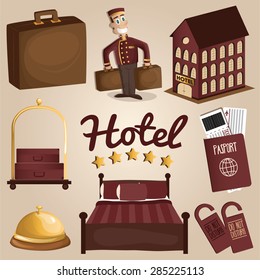 Hotel things and service set. Vector illustration  