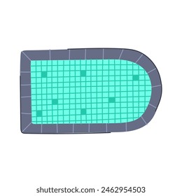 dibujo animado de la piscina de la vista superior del hotel. superficie del colchón, textura Aéreas, mujer mar hotel vista superior signo de la piscina. símbolo aislado Ilustración vectorial