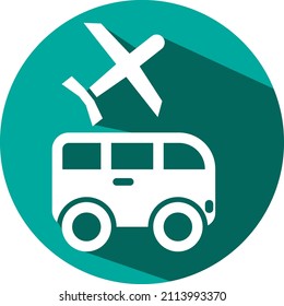 Hotel transfer by bus, illustration, vector on a white background.