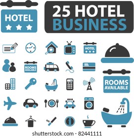 hotel travel business icons, signs, vector illustrations