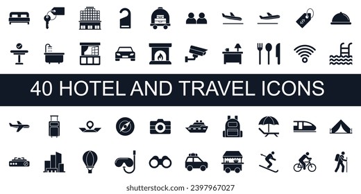 hotel and travel flat icon pack, vector design, adobe illustrator.