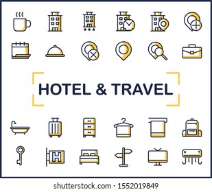 Hotel and Travel Icon Set Contain Such Icon as Building, Location, bag pack  and more. 64 x 64 Pixel