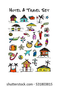 Hotel and travel icons. Collection for your design