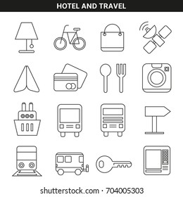 hotel and travel icons in line style