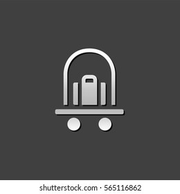 Hotel trolley icon in metallic grey color style. Accommodation travel baggage