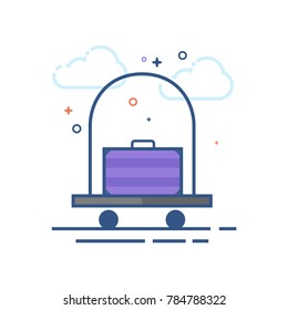 Hotel trolley icon in outlined flat color style. Vector illustration.