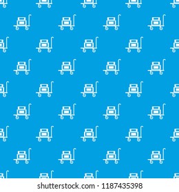 Hotel trolley pattern vector seamless blue repeat for any use