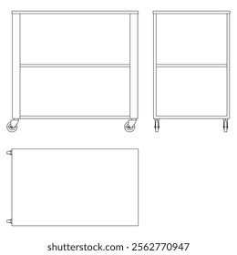 Hotel trolley tray on cart. Vector illustration isolated on white background. 