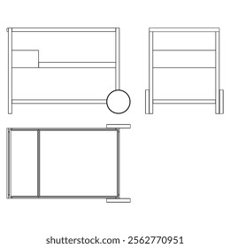 Hotel trolley tray on cart. Vector illustration isolated on white background. 