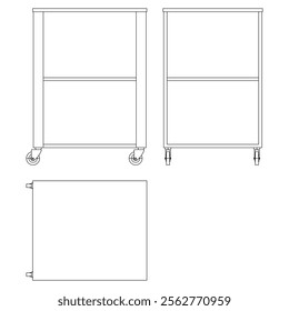 Hotel trolley tray on cart. Vector illustration isolated on white background. 