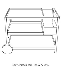 Hotel trolley tray on cart. Vector illustration isolated on white background. 