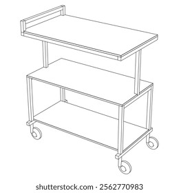 Hotel trolley tray on cart. Vector illustration isolated on white background. 