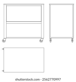 Hotel trolley tray on cart. Vector illustration isolated on white background. 