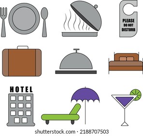 hotel and vacation services icons designs vector illustration with color