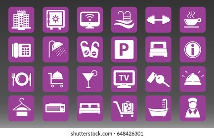 Hotel Vacation Vector Icon Set Illustration