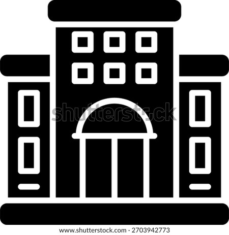 Hotel vector design in modern style, accommodation service and lodging facility concept, tourism illustration. Glyph Icon