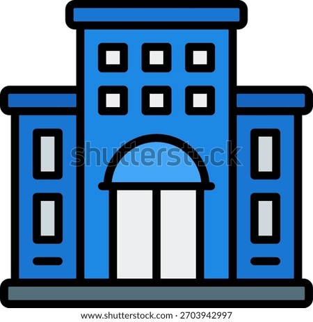 Hotel vector design in modern style, accommodation service and lodging facility concept, tourism illustration. Filled Line Icon