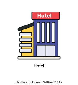 Hotel Vector Esbozo relleno Ilustración de diseño. Símbolo sobre fondo blanco EPS 10 Archivo 
