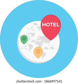 hotel vector flat color icon