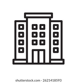 Hotel Vector for Hospitality and Luxury Accommodation. Building illustration. Travel destination icon for lodging. Line Icon