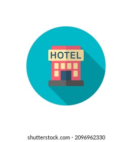 Hotel vector icon business, flat design, long shadow