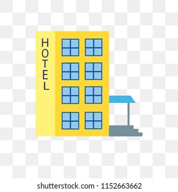 Hotel vector icon isolated on transparent background, Hotel logo concept