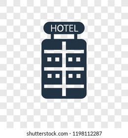 Hotel vector icon isolated on transparent background, Hotel transparency logo concept