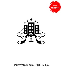 Hotel vector icon isolated on white background.