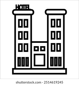 modelo de linha de ícone de vetor de hotel
