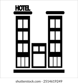 Plantilla de la línea del icono del Vector del hotel