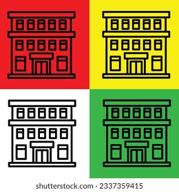 Hotel-Vektorsymbol, Outline-Stil, einzeln auf weißem Hintergrund.