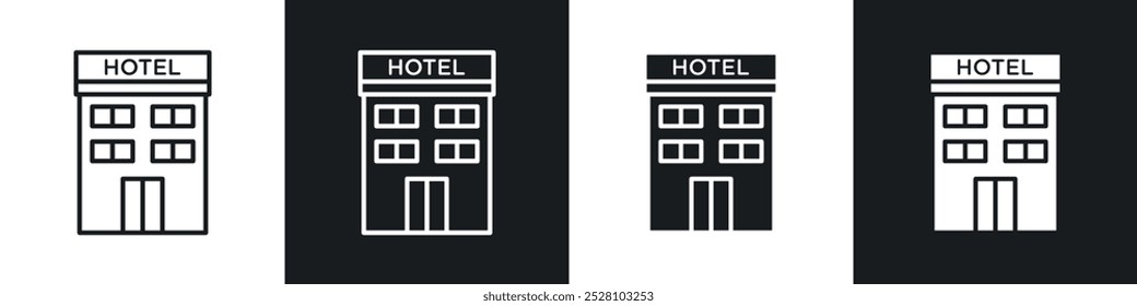 Hotel-Vektorsymbol in Schwarz-Weiß