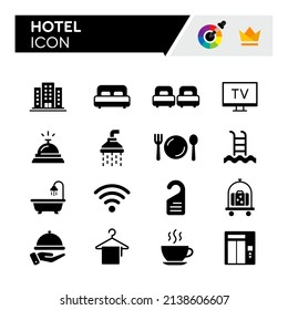 Hotel vector icon set. flat vector Hotel Icon set. Editable Color