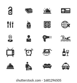 Iconos vectoriales del hotel sobre fondo blanco