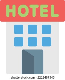 hotel Vector illustration on a transparent background. Premium quality symmbols. Line Color vector icons for concept and graphic design.