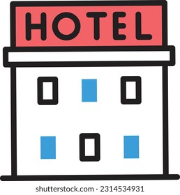 hotel Vector illustration on a transparent background. Premium quality symmbols. Line Color vector icons for concept and graphic design.