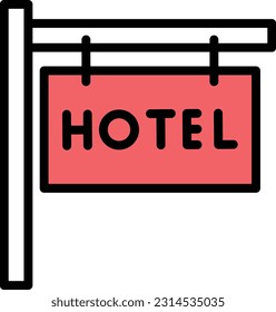Hotel-Vektorgrafik auf transparentem Hintergrund. Hochwertige Symbole. Zeilenfarbige Vektorsymbole für Konzept und Grafikdesign.