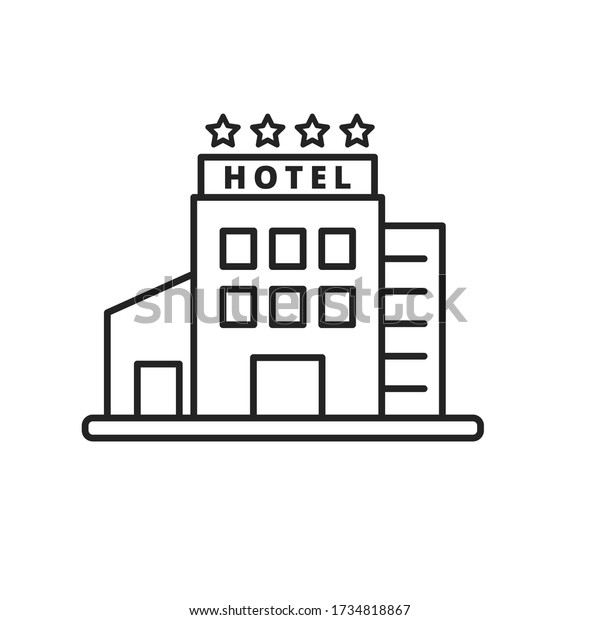 Hotel Vector Illustration Simple Black Line Stock Vector (Royalty Free ...