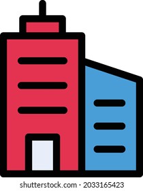 hotel vector line colour icon
