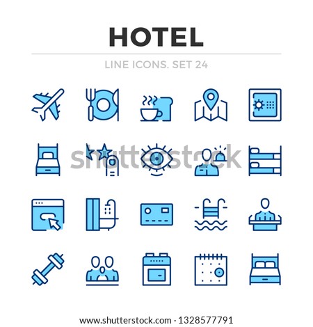 Hotel vector line icons set. Thin line design. Outline graphic elements, simple stroke symbols. Hotel icons
