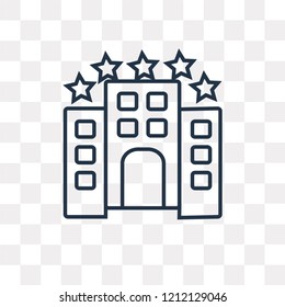 Hotel vector outline icon isolated on transparent background, high quality linear Hotel transparency concept can be used web and mobile