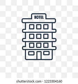 Hotel vector outline icon isolated on transparent background, high quality linear Hotel transparency concept can be used web and mobile