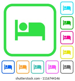 Hotel vivid colored flat icons in curved borders on white background