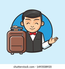 hotel waiter, receptionist logo icon design template