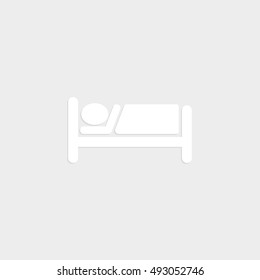 Hotel - white vector  icon with shadow