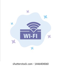 Hotel, Wifi, Service, Device Blue Icon on Abstract Cloud Background