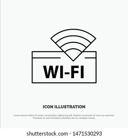 Hotel, Wifi, Service, Device Vector Line Icon