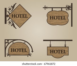 Hotel wood sign