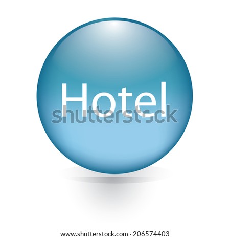 Hotel word blue button