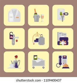 Hotel workers vector personal professional service man and woman job objects hostel manager illustration.